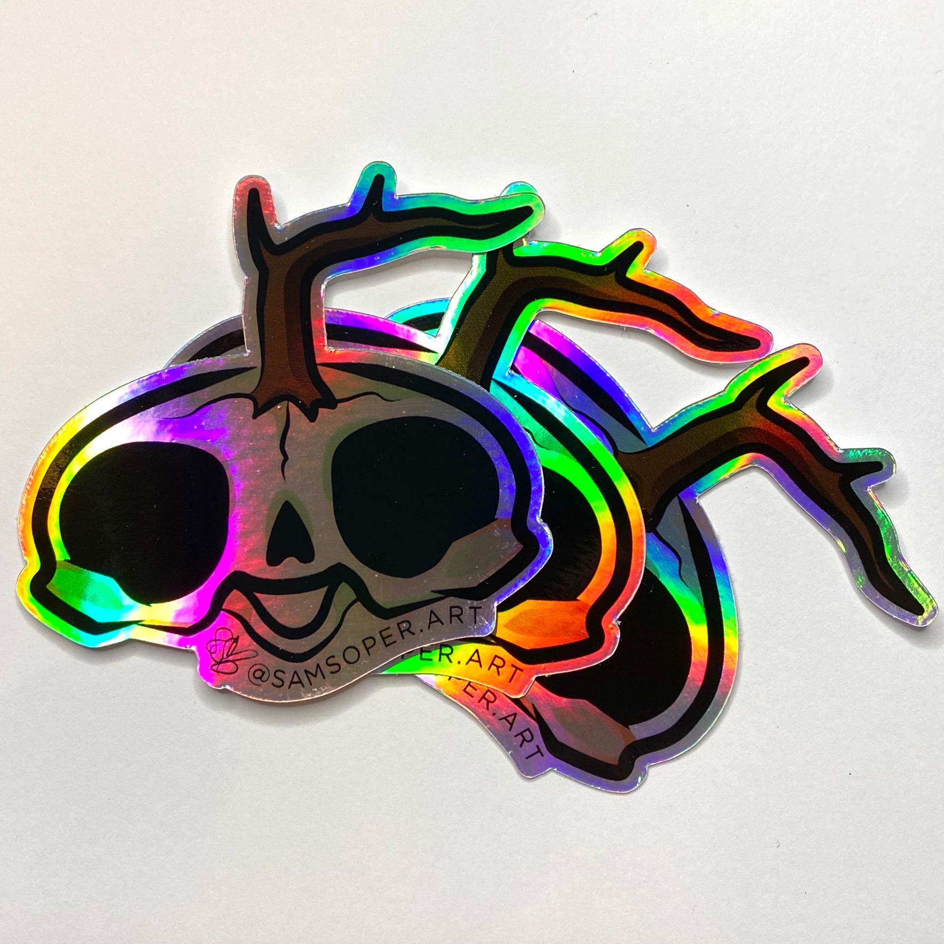 Alien Cutie Skull Holographic Sticker